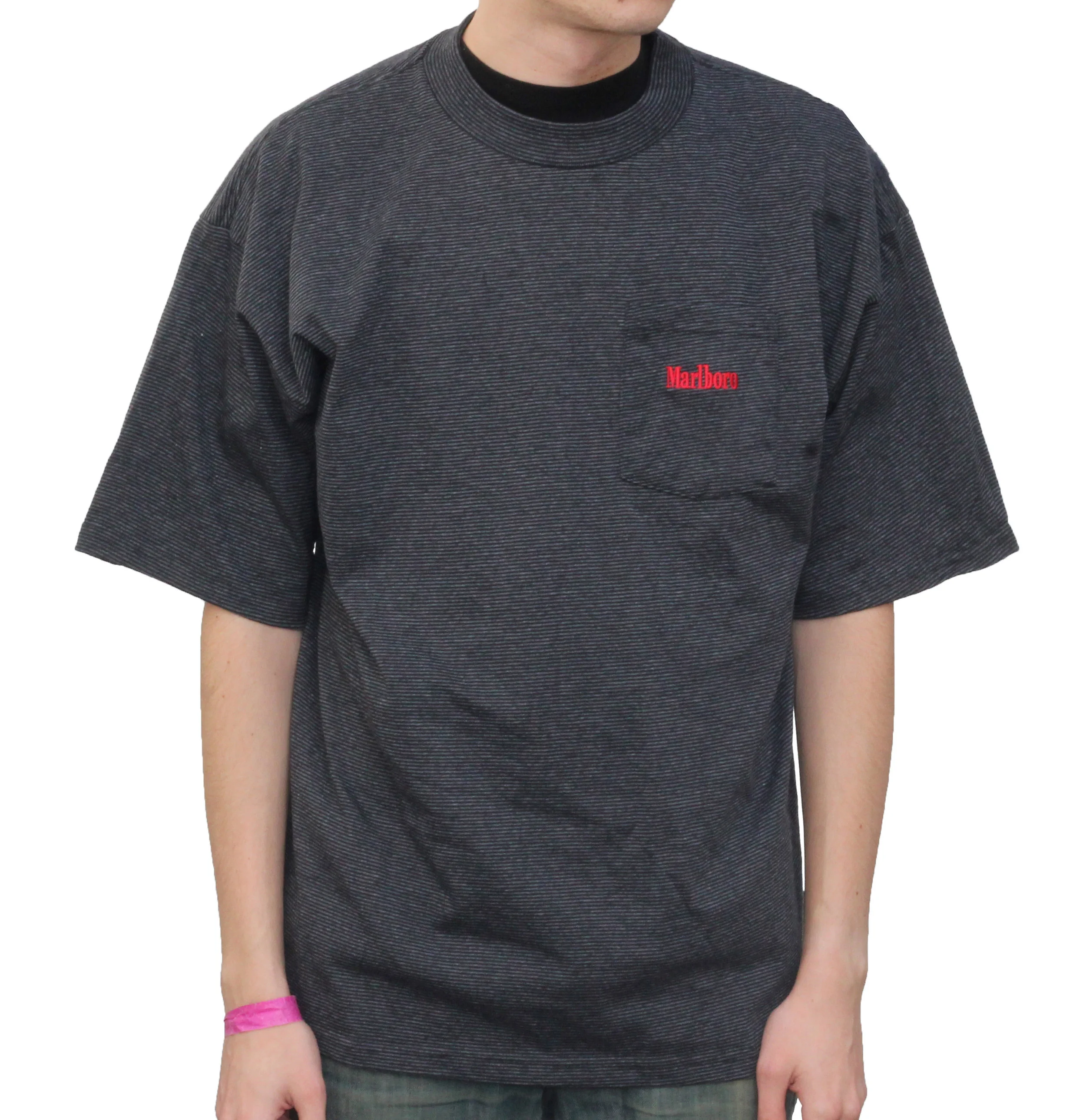 Vintage Marlboro Striped Grey / Red Pocket T Shirt — RootsBK